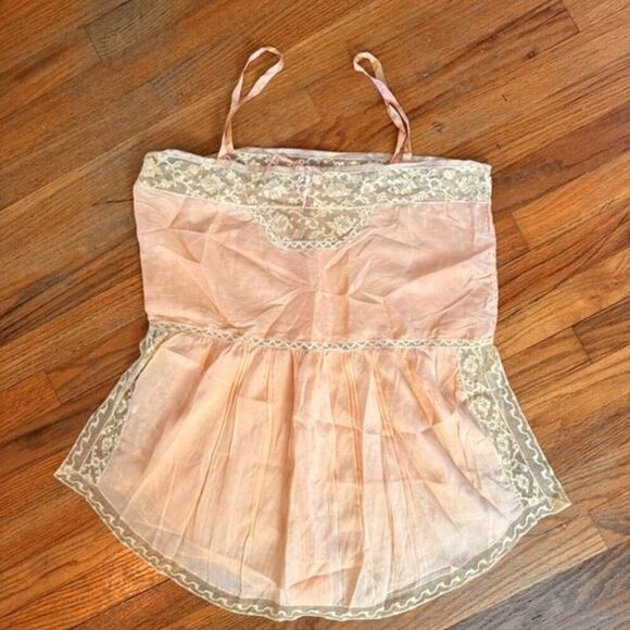 Vintage Other - Vintage 1950’s Pink Silk Lace Romper Teddy Lingerie Size XL(40)